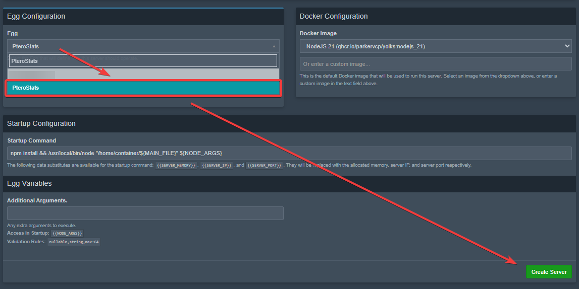 Create a server and use the pterostats egg in pterodactyl panel